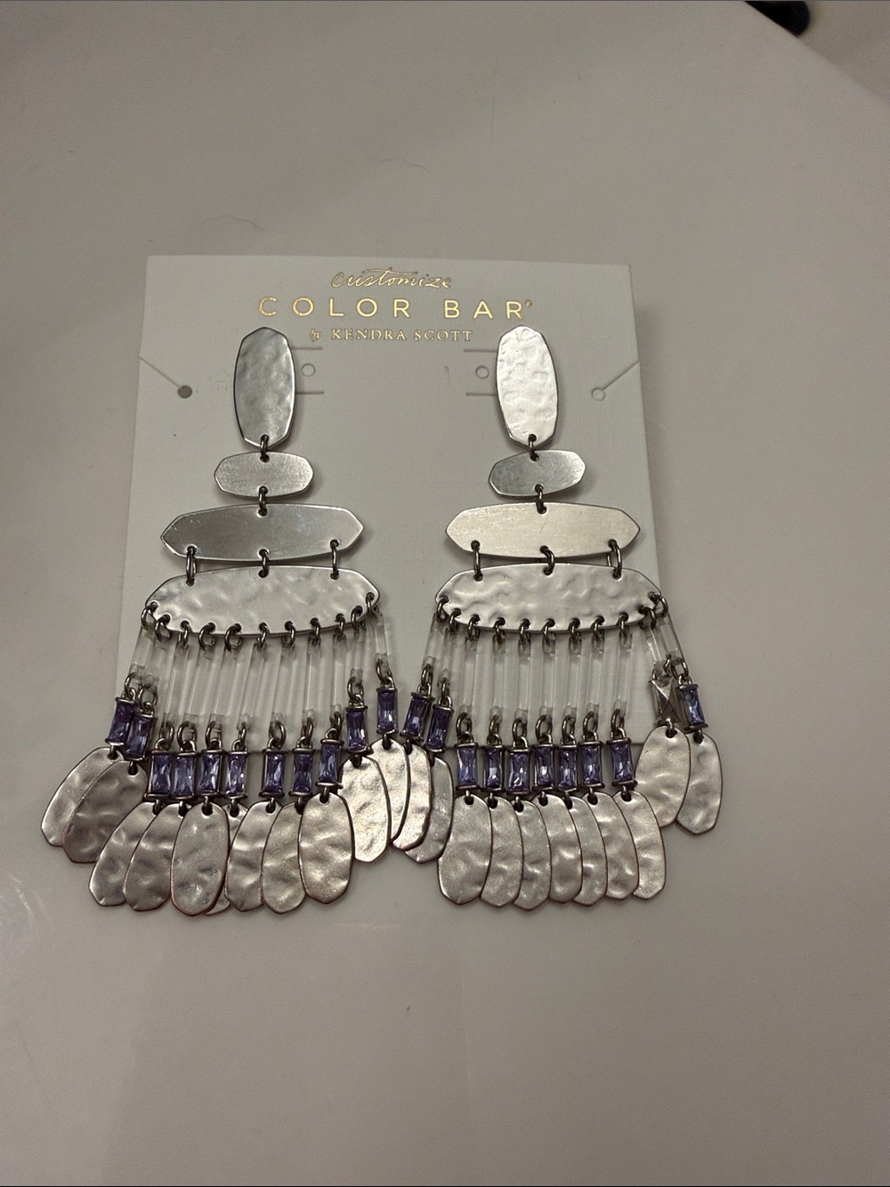 Kendra Scott Silver Earrings with Lavender Accents
